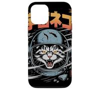 Gatto astronauta arrabbiato che vola attraverso il campo di asteroidi giapponese Custodia per iPhone 12/12 Pro
