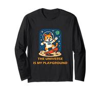 Gatto Astronauta Skate Cosmico The Universe Is My Playground Maglia a Manica