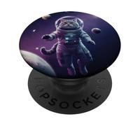 Gatto astronauta Spazio Pianeti Cosmico PopSockets PopGrip Adesivo