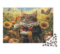 Gatto avventuriero in un campo di girasoli Puzzle 1000 Pezzi per Adulti Puzzle di Carta Gioco per Famiglia Attività Rilassante Decorazione Casa Regalo 70x50cm 1000pcs