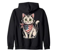 Gatto Bandiera Americana Gatto Felpa con Cappuccio