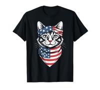 Gatto Bandiera Americana Gatto Maglietta