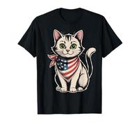 Gatto Bandiera Americana Gatto Maglietta