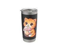 Gatto Bere Boba Tea Kawaii Bubble Milk Tea Lover Tapioca Bicchiere termico in acciaio inox doppia parete