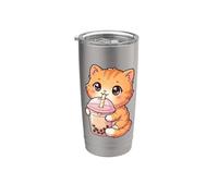 Gatto Bere Boba Tea Kawaii Bubble Milk Tea Lover Tapioca Bicchiere termico in acciaio inox doppia parete