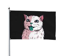 Gatto Bianco Con La Lingua Verde Bandiera Da Cortile Con 2 Occhielli Bandiere Di Benvenuto Resistente Alle Intemperie Bandiere Da Giardino Decorazione Per Fattoria Interni Esterni 90X152Cm