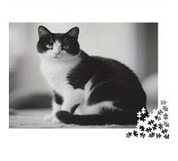 Gatto bianco e nero Puzzle 1000 Pezzi In Colori Brillanti,Un Classico Puzzle A Pezzi Per Enigma Di Abilità Logica,Ideale Per Attività in Famiglia,Regalo Per L'inaugurazione Di Casa Puzzle 52x38cm/10