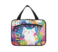 Gatto bianco in giardino appeso kit da barba borsa da viaggio con gancio, borse medicine pieghevoli di design per accessori da viaggio per le donne campeggio Bolsa para maquillaje L