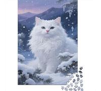 gatto bianco Puzzle Impossibili 1000 Pezzi Snow Mountain Decorazione Per La Casa. Giochi Rilassamento E Intelligence Per Adulti E Ragazzi Da 14 Anni 1000pcs (75x50cm)