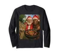 Gatto Bigfoot Alien Santa Braai BBQ Natale Selfie BFF Divertente Maglia a Manica