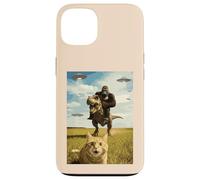 Gatto Bigfoot Su Dino Ufo Selfie Divertente Sasquatch Trex Meme Kid Custodia per iPhone 13