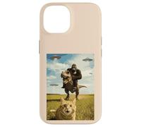 Gatto Bigfoot Su Dino Ufo Selfie Divertente Sasquatch Trex Meme Kid Custodia per iPhone 14