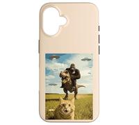 Gatto Bigfoot Su Dino Ufo Selfie Divertente Sasquatch Trex Meme Kid Custodia per iPhone 16