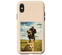 Gatto Bigfoot Su Dino Ufo Selfie Divertente Sasquatch Trex Meme Kid Custodia per iPhone X/XS