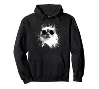 Gatto Birman con Occhiali da Sole Bianco Splash Art Cats Cool Felpa con Cappuccio