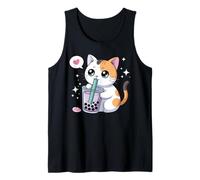 Gatto Boba Giapponese Kawaii Anime Kitty Bubble Tea Anime Canotta