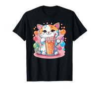 Gatto Boba Tea Bubble Tea Anime Kawaii Neko Maglietta