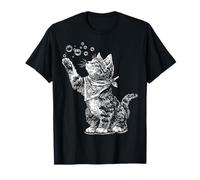Gatto Bolle Disegno Ritratto Animale Stampa Artwork Cat Maglietta