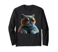 Gatto British Shorthair con Occhiali da Sole Gatti Dolci Maglia a Manica