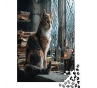 Gatto calico screziato 70x50cm/1000pcs - Davanzale dello studio del mago Puzzle Per Adulti GioGattotolo Fai-da-te