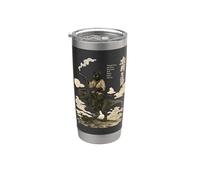 Gatto calligrafia giapponese cavalca dinosauro con Haiku Bicchiere termico in acciaio inox doppia parete