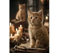 Gatto candela Dipingere con i Numeri per Adulti Senza Cornice 40x50cm,Kit di Pittura a Olio su Tela Fai da Te per Principianti con pennelli e pigmenti Acrilici per Decora Regalo