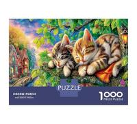 Gatto carino Busta Di Puzzle A Rompicapo 1000 Pezzi Two Sleeping Kittens Garden con Enigma Di Abilità Logica Per Giochi Di Festa, Il Miglior Regalo Per Gli Amanti Dei Puzzle 38x26cm/1000pcs