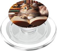 Gatto carino che legge un libro, amante del gatto felino PopSockets PopGrip per MagSafe