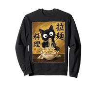 Gatto Carino Che Mangia Spaghetti di Ramen Divertenti Gatti Felpa