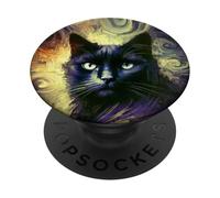 Gatto carino come un'opera d'arte colorata e astratta PopSockets PopGrip Adesivo