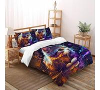 Gatto carino fiore Set Di Biancheria Da Letto Copripiumino 2 Pezzi Comfort in Microfibra Per Coppia Adulti Doppia Con 2 Federe Double（200x200cm）