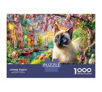Gatto Carino Giochi Di Puzzle Per Lo Sviluppo Cognitivo 1000 Pezzi Gatto Siamese per Apprendimento E Divertimento A Casa, Sviluppo Mentale 38x26cm/1000pcs