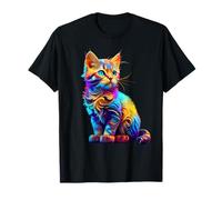 Gatto carino per gli amanti dei gattini colorato arte Kitty adozione Maglietta