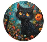 Gatto Carino Puzzle 1000 Pezzi Fiori Colorati Rotondo Puzzle Giocattoli Regalo Interessanti Decorazione Casa per Adulti Bambini 1000pcs (67,5x67,5cm)