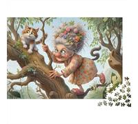 Gatto carino sull albero Puzzle 1000 Pezzi Puzzle per Adulti Scena di fiaba fantasiosa Gioco di Puzzle 1000 Pezzi Relax Casa Regalo 70x50cm/1000pcs