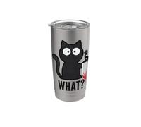 Gatto cattivo con cosa? Umorismo sarcastico per scrivania ufficio Bicchiere termico in acciaio inox doppia parete