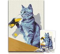 Gatto che beve birra - Puzzle Pop Art difficile per adulti, 1000 pezzi, gioco educativo per la mente, valore sentimentale, dimensioni 50x75cm