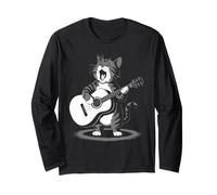 Gatto Che Canta Suona Chitarra Musicista Umorismo Animali Maglia a Manica