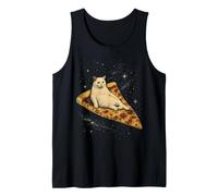Gatto Che cavalca Una Fetta di Pizza ai peperoni Attraverso Galaxy Funny Space Canotta