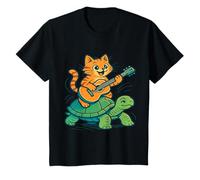Gatto Che cavalca Una Tartaruga Suonare Maglietta