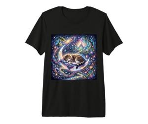 Gatto Che Dorme Che sogna la Terra Magica Maglietta Premium