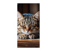 Gatto che dorme porta banner 90 x 180 cm banner per feste cartello di benvenuto stagionale decorazione verticale porta appeso per portico ingresso giardino decorazione