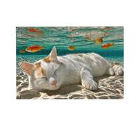 Gatto che dorme sott'acqua, puzzle in legno, orizzontale, 300 pezzi, per il tempo libero e la creatività in famiglia