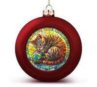 Gatto che gioca con una palla ornamenti di Natale infrangibili da appendere palline di Natale per la decorazione dell'albero di Natale palline rosse per albero di Natale per feste di nozze