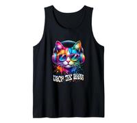 Gatto che indossa cuffie Drop the Bass EDM DJ Rave Design Canotta