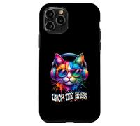 Gatto che indossa cuffie Drop the Bass EDM DJ Rave Design Custodia per iPhone 11 Pro