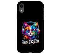 Gatto che indossa cuffie Drop the Bass EDM DJ Rave Design Custodia per iPhone XR