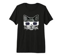 Gatto Che Indossa Occhiali da Eclissi Solare Divertente Gatto eclis Maglietta Premium