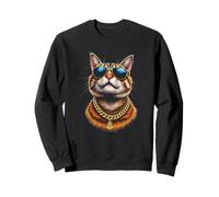 Gatto che indossa occhiali da sole, cool boss ribelle hip, amante dei gatti Felpa