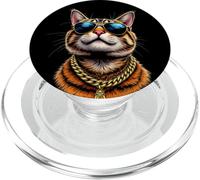 Gatto che indossa occhiali da sole, cool boss ribelle hip, amante dei gatti PopSockets PopGrip per MagSafe